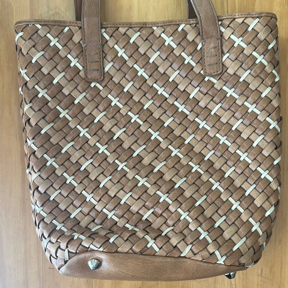 Nine West Tan and Cream Woven Tote Bag - Picture 5 of 14